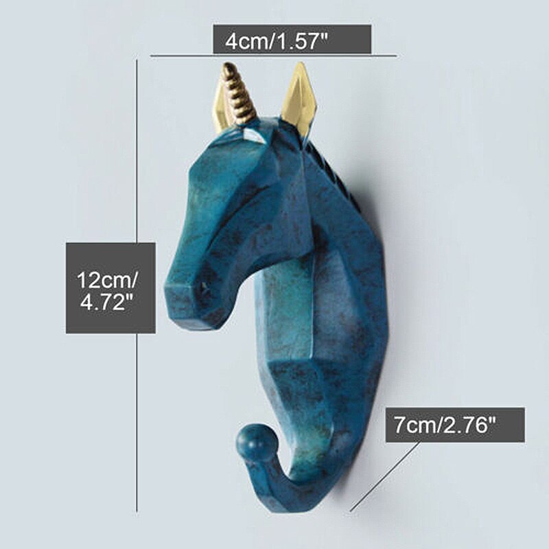 Colgador de pared de cabeza de Animal de estilo nórdico, Perchero de ciervo, rinoceronte, gancho para ropa, soporte para llaves, decoración del hogar de resina, 1 unidad: B3
