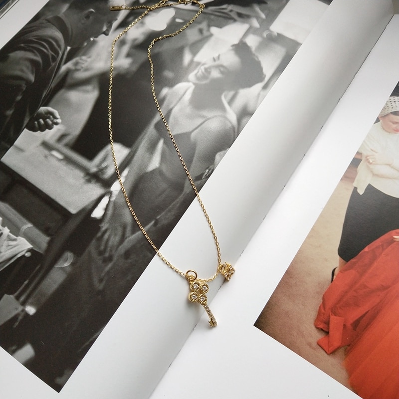 925 sterling silver lock pendant necklace gold wild lock key necklace for women key jewelry silver for charms