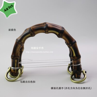 12X9 cm Fünf Paare Bamboo Taschenbügel Tasche Griff bts Sac Bandouliere Femme Bambus Griff DIY Handtaschen Zubehör geldbörse Rahmen: 2 antique brass