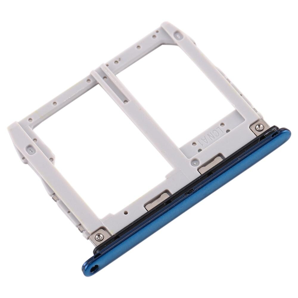 Bandeja de cartão sim + bandeja de cartão micro sd para lg k40/k12 plus/x4 (2019)/x420em/x420bmw/x420hm/x420/x420n: Azul