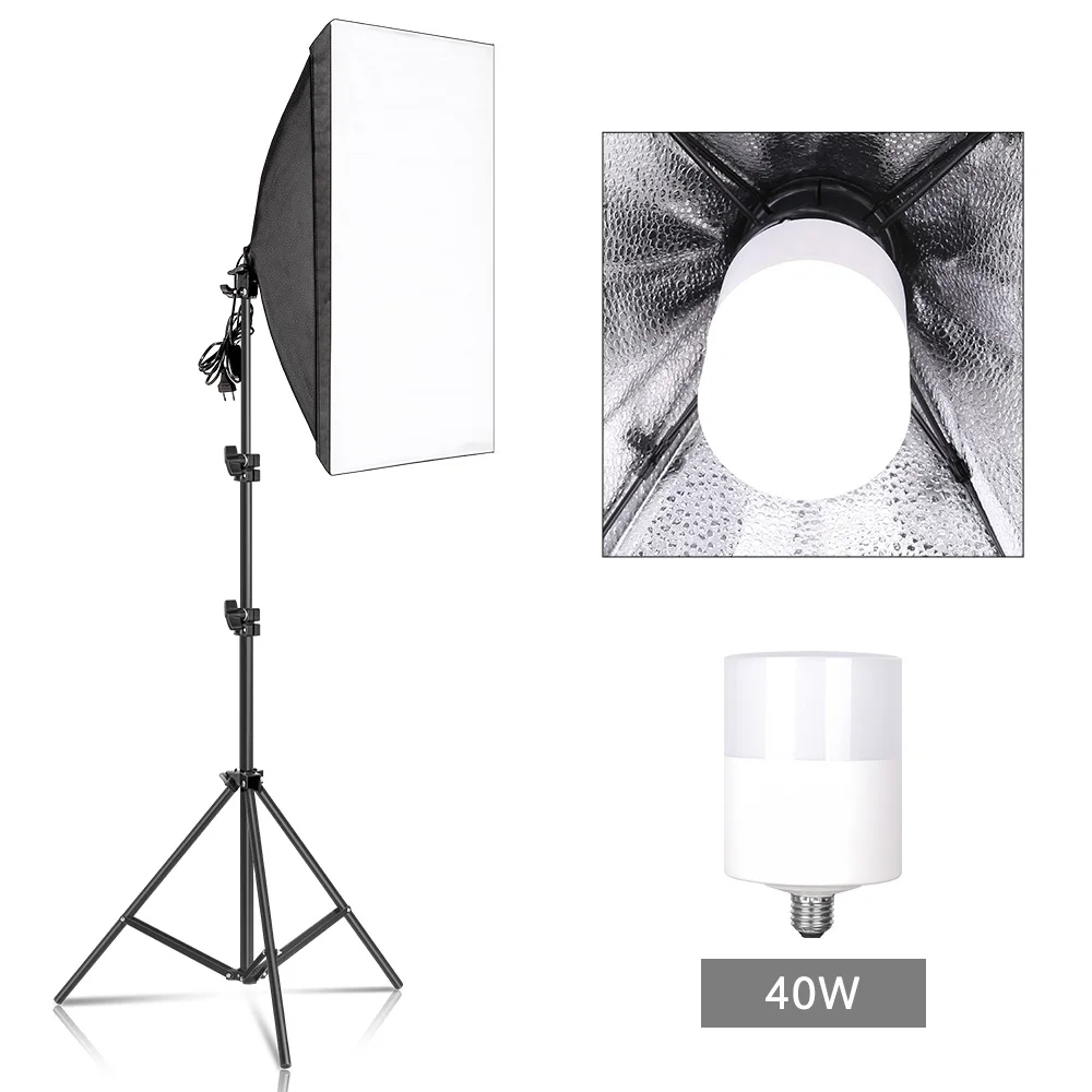 Kit di illuminazione Softbox per fotografia professionale 50x70CM Sistema di illuminazione continua Soft Box Attrezzatura per studio fotografico per principianti: green