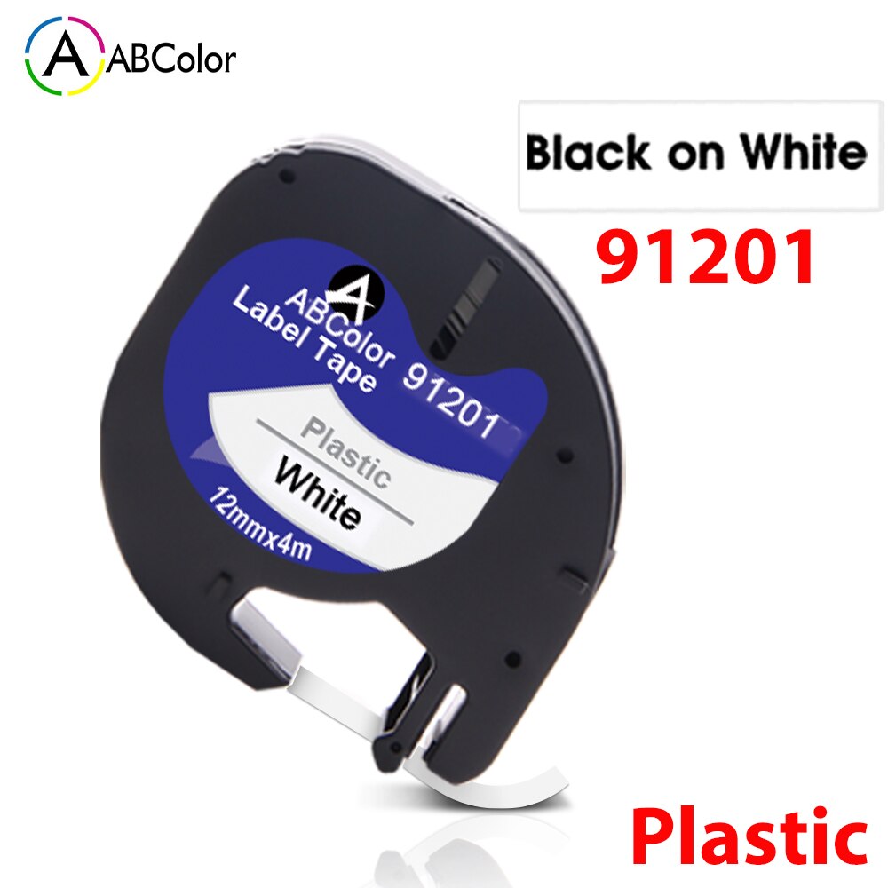 1Pcs 91202 Compatible for Dymo LetraTag Label Tape 91222 91332 Black on Yellow LT 91202 For Dymo LT100H QX-50 2000 Label Maker: 91201 White