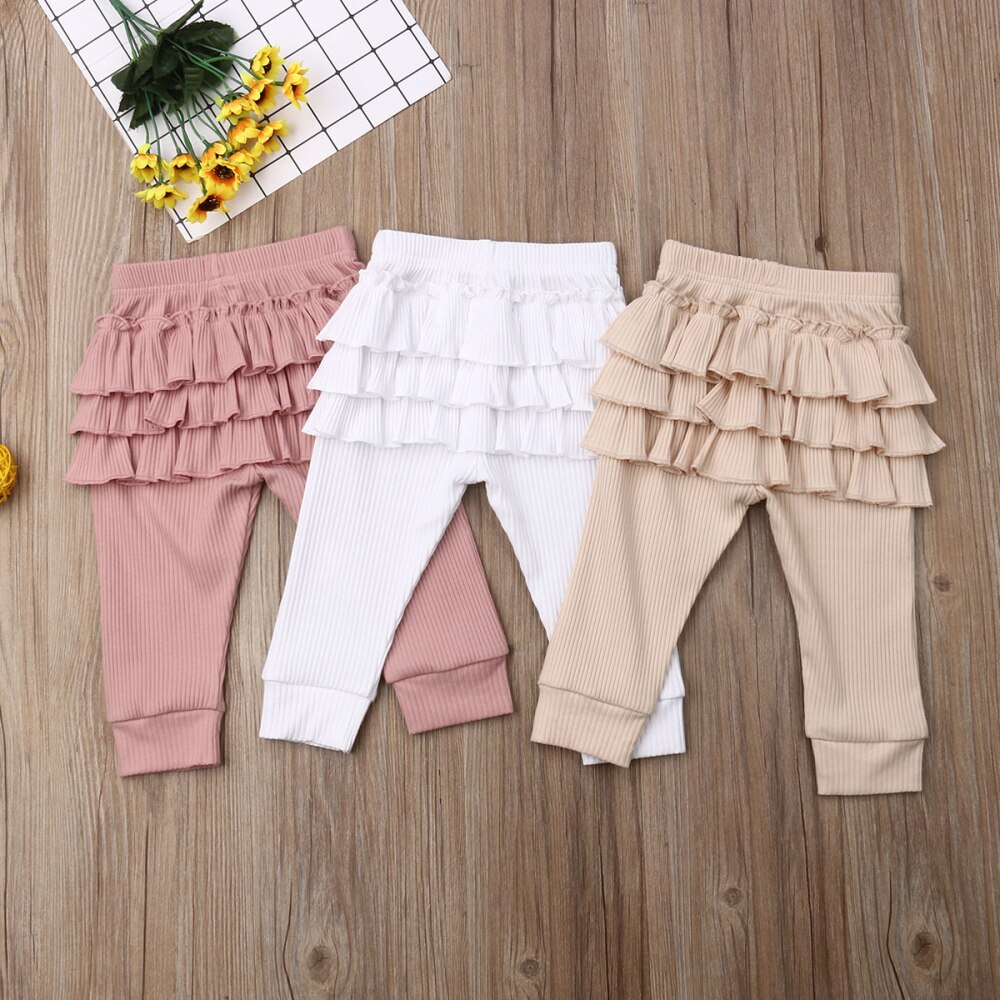 0-3 år flicka volang leggings byxor småbarn fritidsskola långbyxor kläder