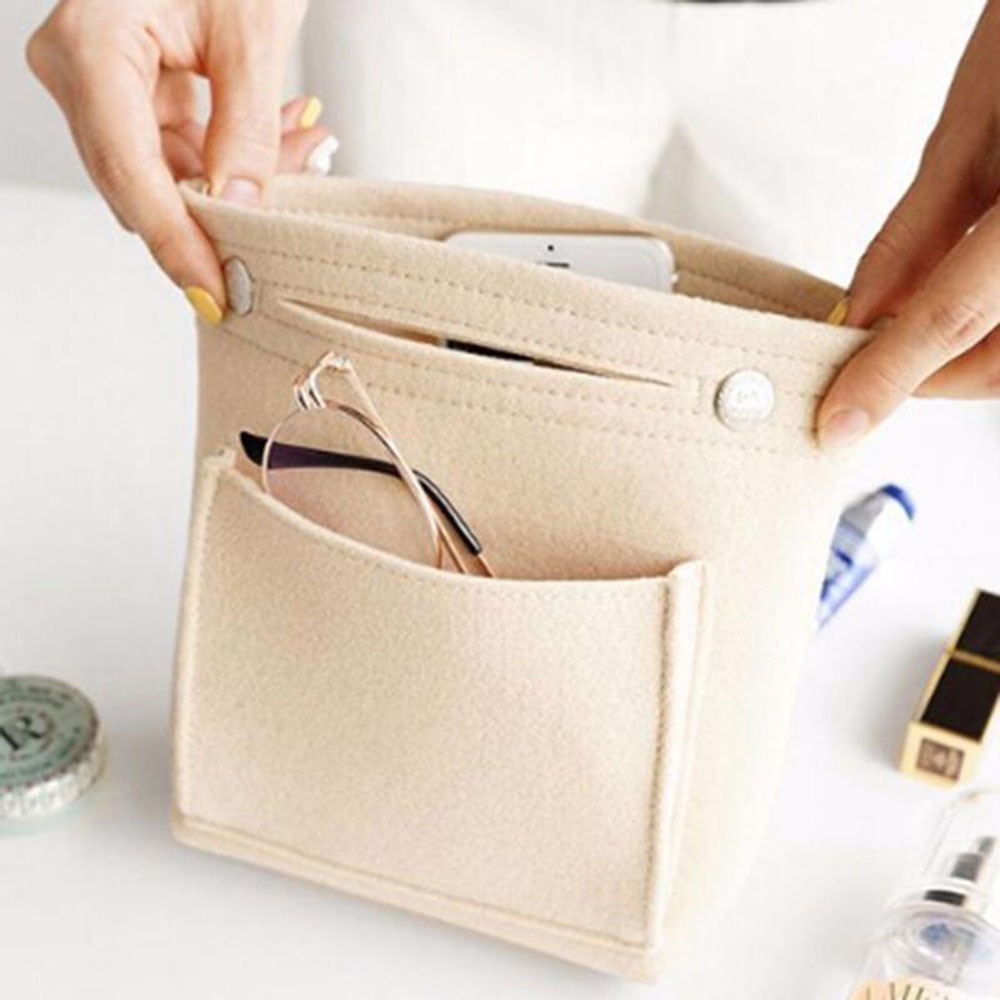 Portable Multifunction Travel Cosmetic Bag Large Capacity Purse Organizer Felt Bag Handy Handbag Portable Pouch Bags Cases