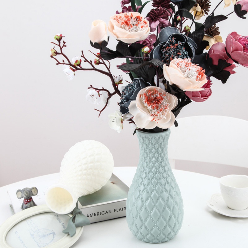 Vase à fleurs plastique rotin rose blanc | 1 pièce, Imitation céramique rose blanc, panier à fleurs, décoration de maison, décoration nordique