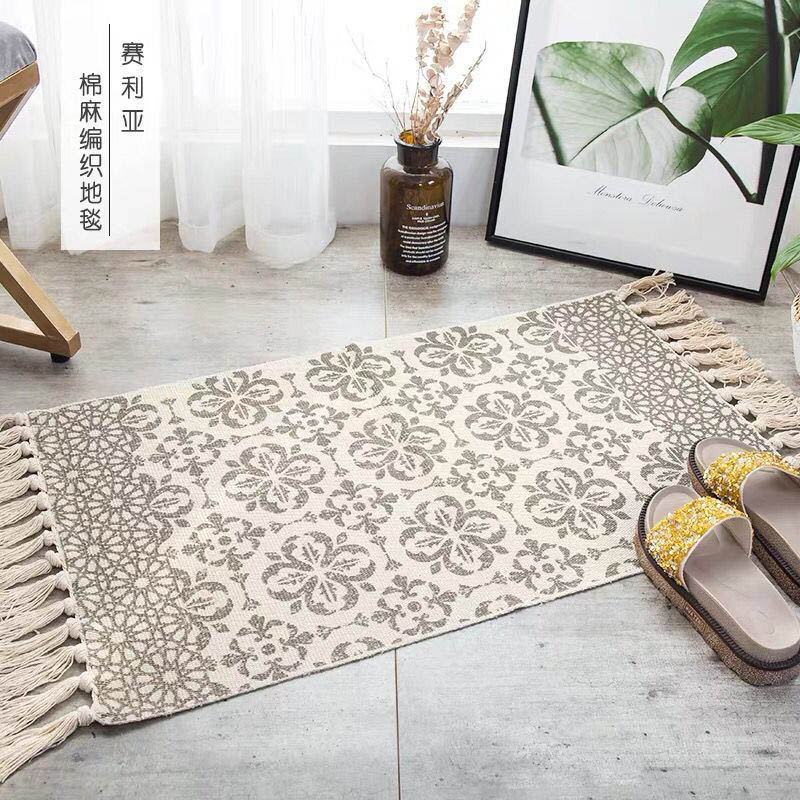 Alfombra ondulada Mmunique, alfombra para puerta, alfombras, decoración de piso, cubierta deslizante para sala de estar, patrón impreso, almohadilla trenzada 100% algodón: 5