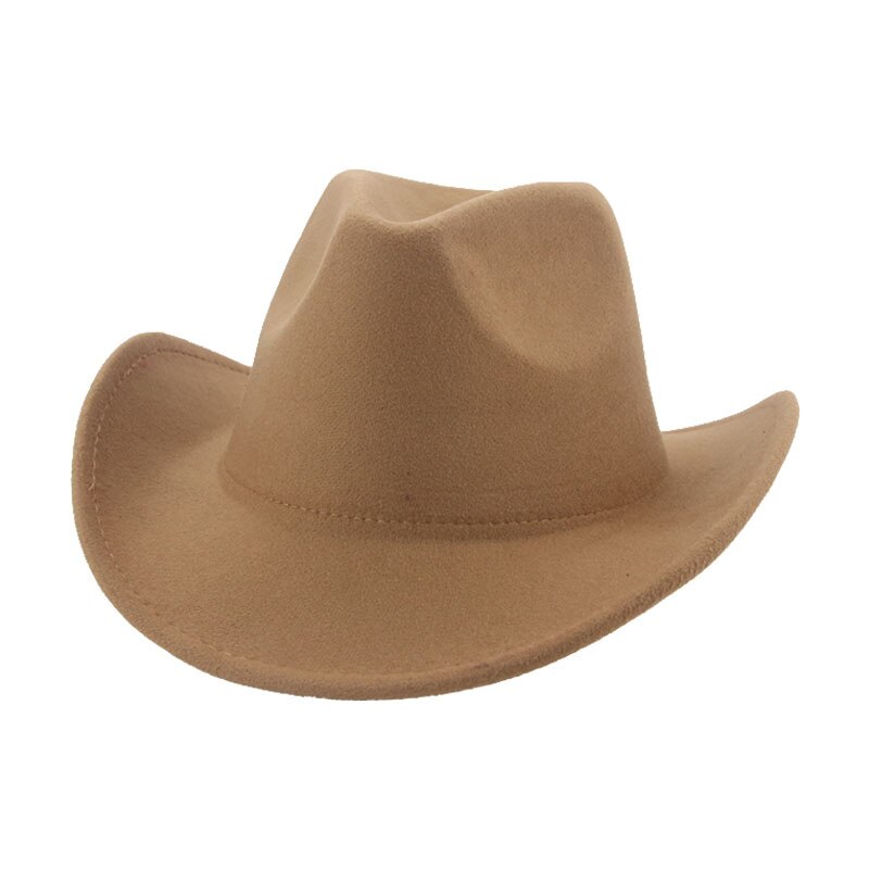 Fedoras-Sombrero de vaquero para hombre y mujer, sombrero de Cowboy, Panamá, Occidental, color Camel sólido, negro, fieltro, novedad, Invierno: khaki