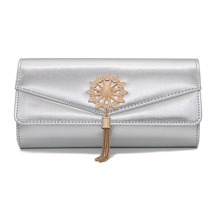 Luxe Vrouwen Clutch Bags Vrouwelijke Purse Wallet Party Bag Pu Kwasten Envelop Bridal Wedding Everning Handtassen Bolsa Feminina: silver