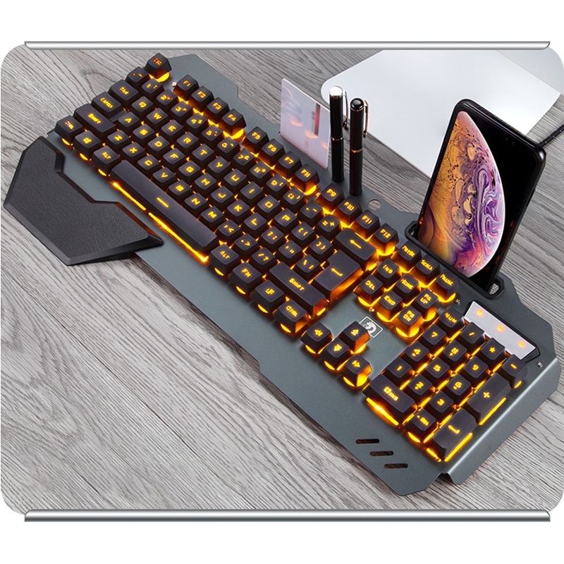 Bedrade Gaming Toetsenbord 16-Color Rgb Led Backlight Waterdicht Toetsenbord Magnetische Adsorptie Hand Rest Tablet Desktop