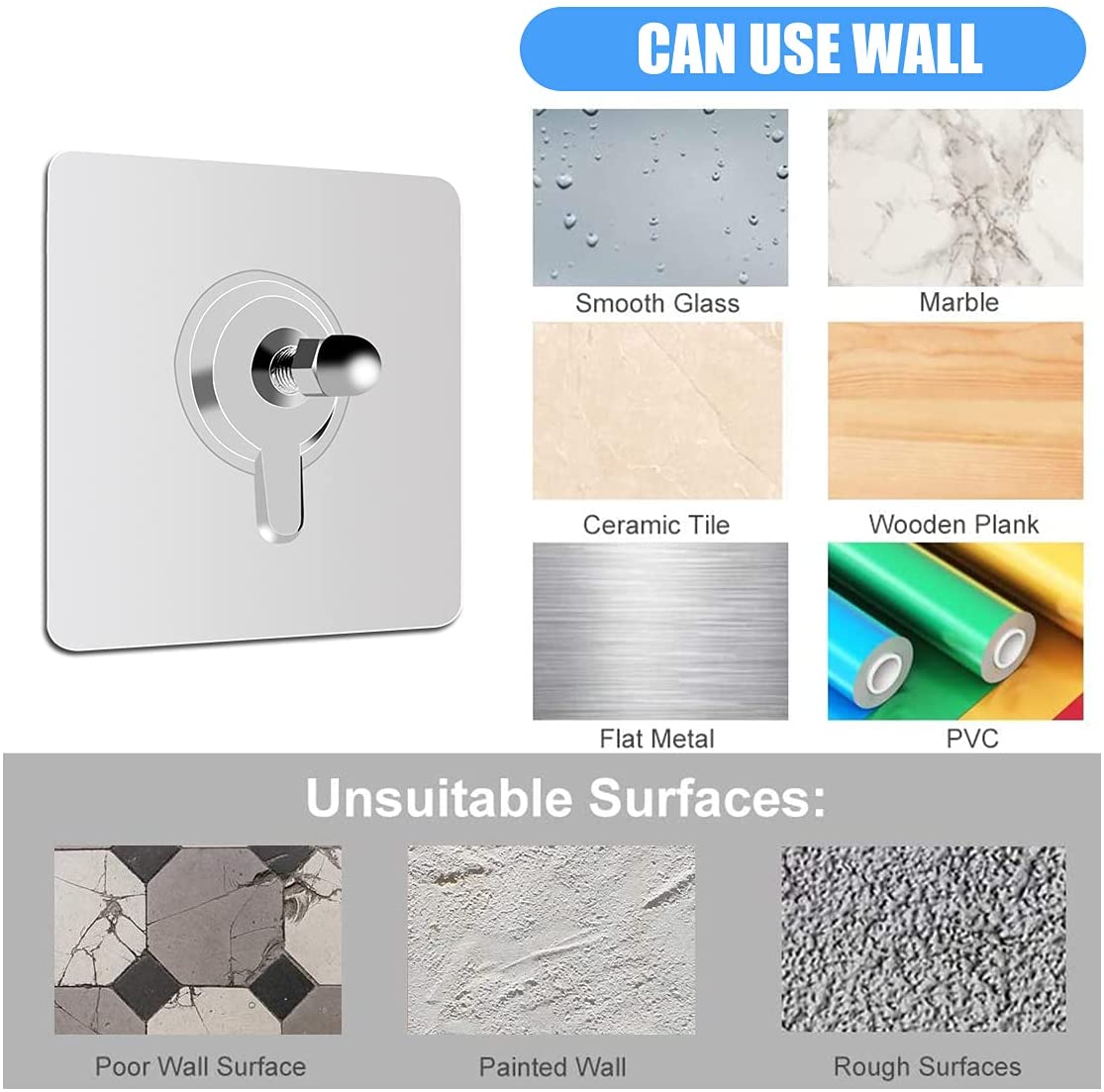 10pcs Adhesive Screws Wall Mount Hanging Nails No Drilling Screw Sticker Photo Frame Hanger for Bathroom Kitchen Storage Picture