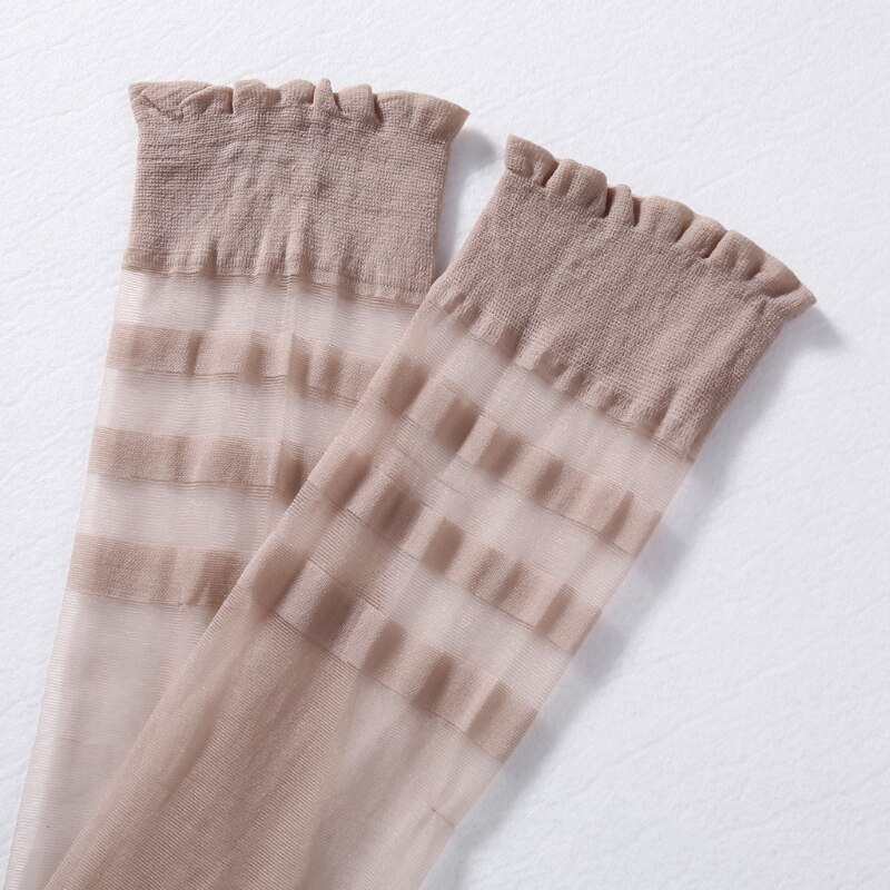 Dames dijhoge kousen strepen overknee antislip siliconen zijden panty