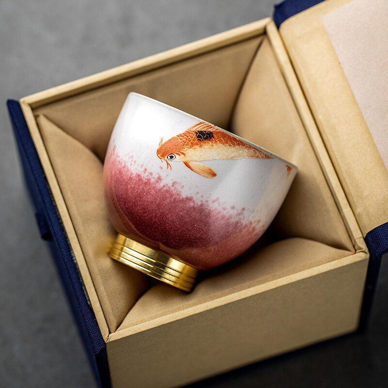 WEILEA Tea Cups 6PCS Sake Cup Enamel Ceramic Kung Fu Tea Set Anaglyph