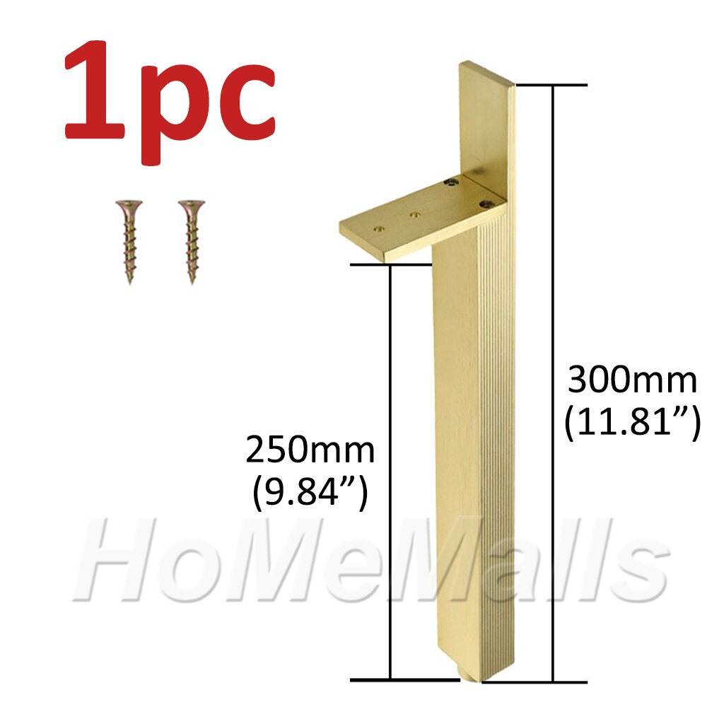 1pc Aluminium Alloy Furniture Legs For Sofa Leg Tea Table Support Leg Cabinet Foot Metal Furniture Feet Hardware Black Gold: 1pc 300mm Gold