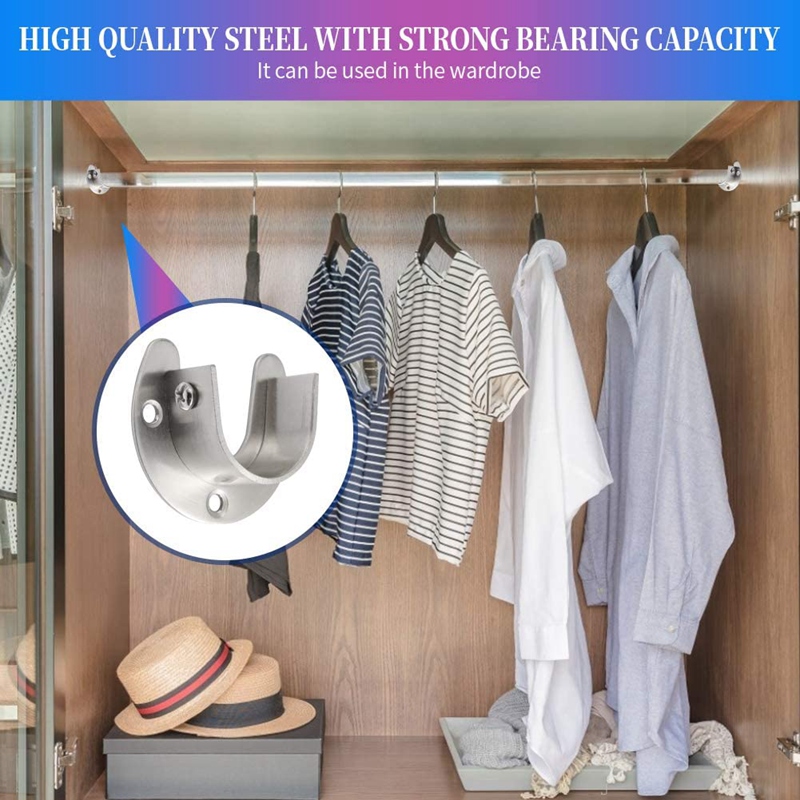 CYIOU 12 Stuks Garderobe Rail Beugel Ovale Zinklegering Garderobe Opknoping Pole Fittings Eenvoudige Installatie en Verwijderen voor Garderobe Kast Douchegordijn Staaf Flens Ondersteuning Beugel
