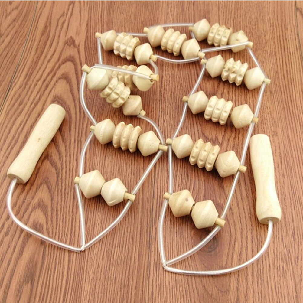 Convenient Wooden Wheel Full Body Neck Back Leg Waist Roller Massage Theraputic Care: 3