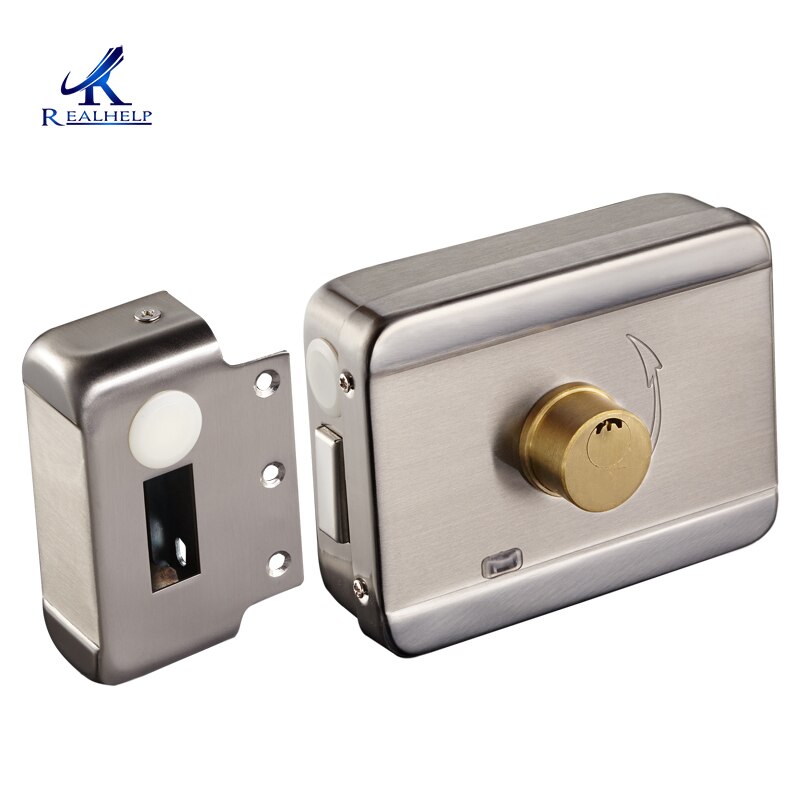 Household Self-Locking Door Guard Electric Lock Motor Lock Stainless Steel Intelligent Low Noise Practical Door Lock: Double-end