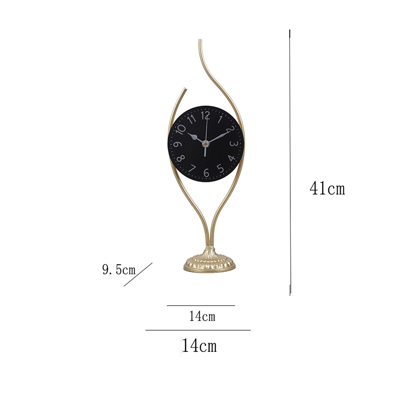ZGXTM Golden Iron Desktop Clock Desktop Clock Desk Clock Living Room Study Pendulum Clock Desktop Ornament: 002 black