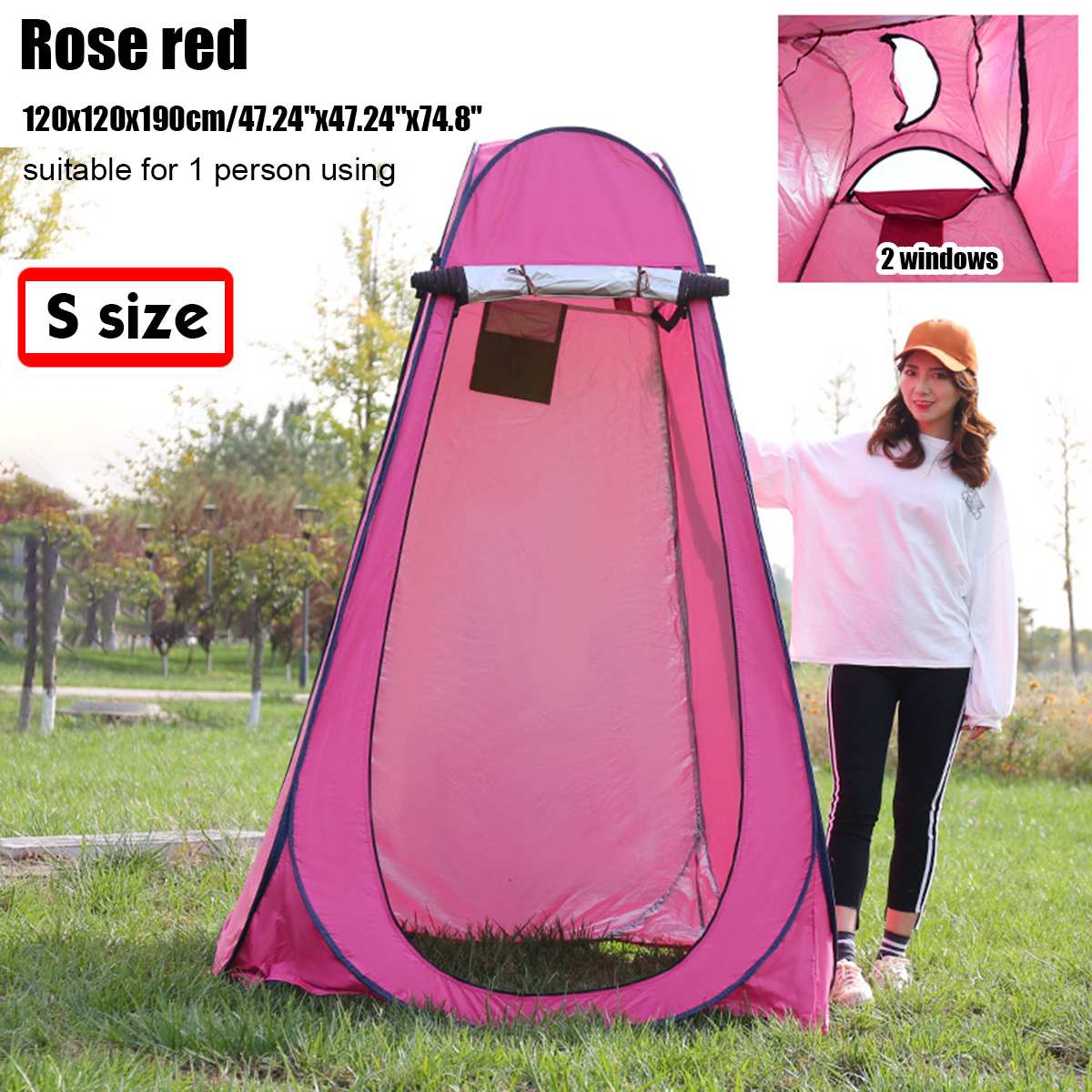 190Cm Draagbare Privacy Douche Toilet Camping Camouflage Functie Outdoor Picknick Shift Baden Dressing Tent Fotografie Tenten: single rose Red