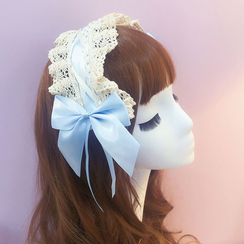 Serre-tête en dentelle Lolita, serre-tête fait à la main pour filles, joli bandeau de demoiselle, Anime, ,: F