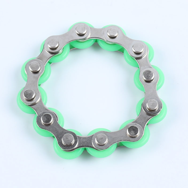8/12 noeuds porte-clés chaîne Fidget jouet soulagement de la pression Stress chaîne en acier inoxydable vélo chaîne boucle porte-clés doigt jouet: 12 knots Green