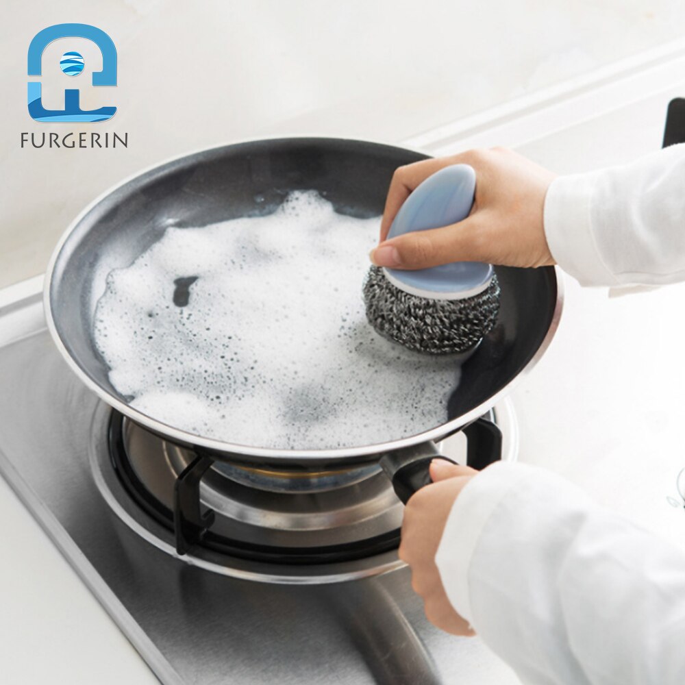 FURGERIN Kitchen Wire Brush stainless steel wire ball Shark Shape Scrubber Household Cleaning Tools kitchen gadget