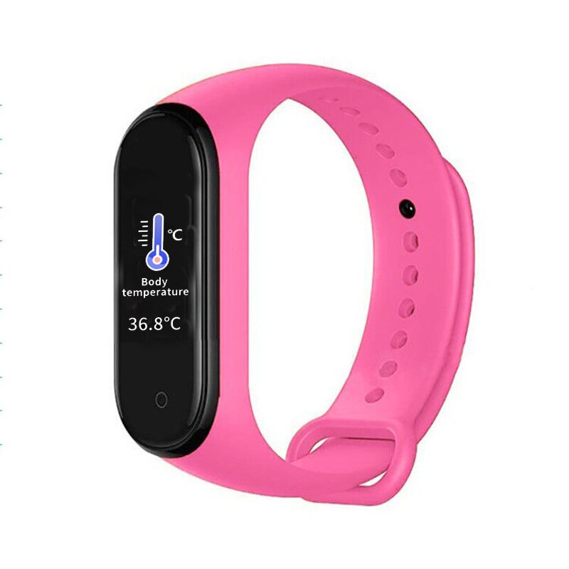 M4 Upgrade version Body Thermometer Bracelet M4 Pro Measurement Health Smart Band M5 Bluetooth Call/Music Fitness Tracker Watch: M4 Pro Pink