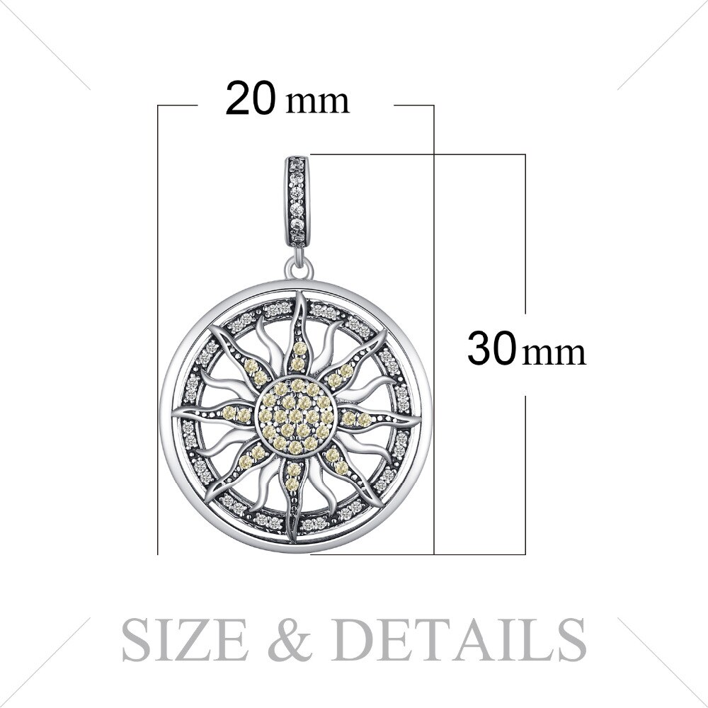 Jewelrypalace celestial sol 925 prata esterlina zircônia cúbica charme pingente de declaração colar de jóias femininas sem corrente