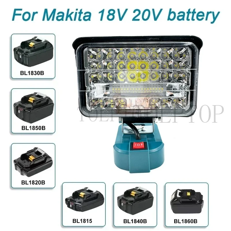 For makita 18v bl1430 bl1830 li- ion batteri led arbeidslys 3/5/8 tommers lommelykt nødlampe campinglampe arbeidsplasslys