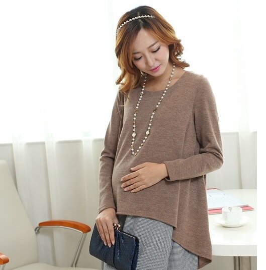Neue herbst/frühling Mutterschaft zur Seite fahren Mantel und oberbekleidung gestrickten zur Seite fahren schwangere kleidung Schwangere Jumper: Pullover khkai / XXL