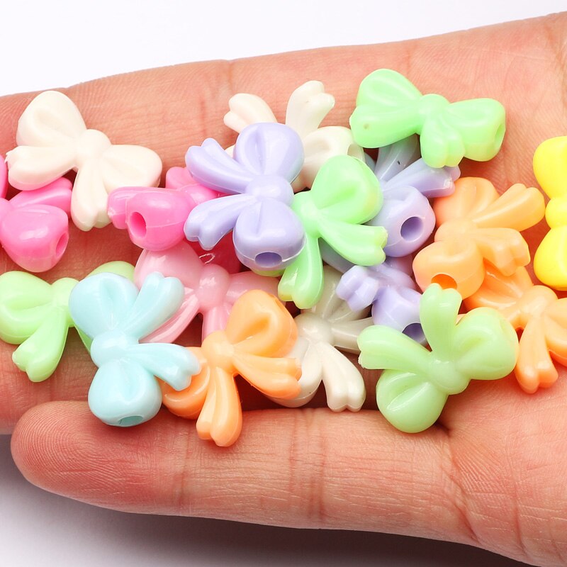 20/40/60 stück 15 x 20mm acrylperlen in bonbonfarben, schleifenform, lose zwischenperlen für schmuckherstellung, handgefertigte armbänder, diy-accessoires