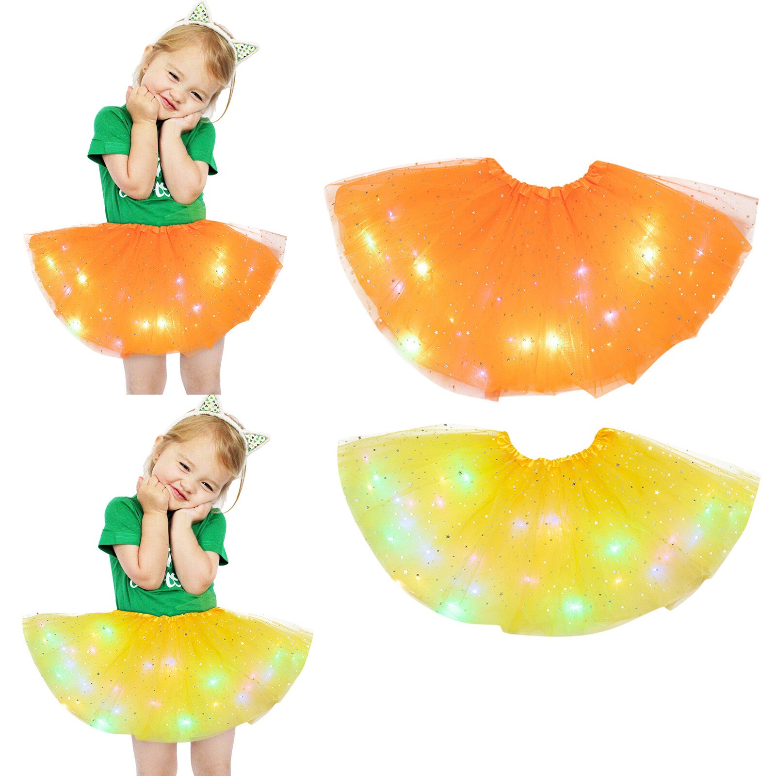2Pcs Sequin Tutu Rok Kinderen Prinses Meisjes Rokken Baby Tutu Rok Led Light Up Pettiskirt Ballet Kinderen Rokken Baby kleding