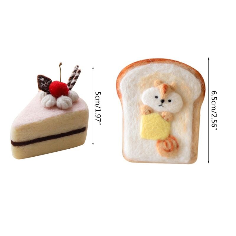 Pan de la torta de lana manualidad de fieltro DIY inacabado pinchado Kit para manualidades Material Paquete de bolsa