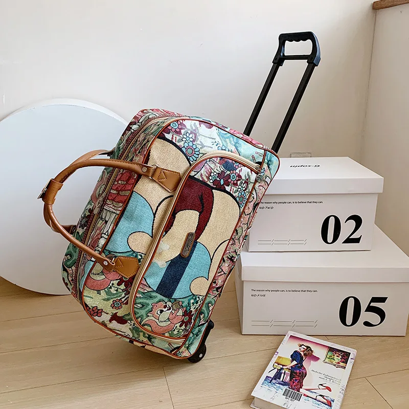 Trolley-Reisekoffer, Reisetasche, Handgepäck, wasserdichter Trolley-Koffer, große Kapazität, Roll-Reisetasche auf Rädern, Boarding-Tasche: Himmel Blau