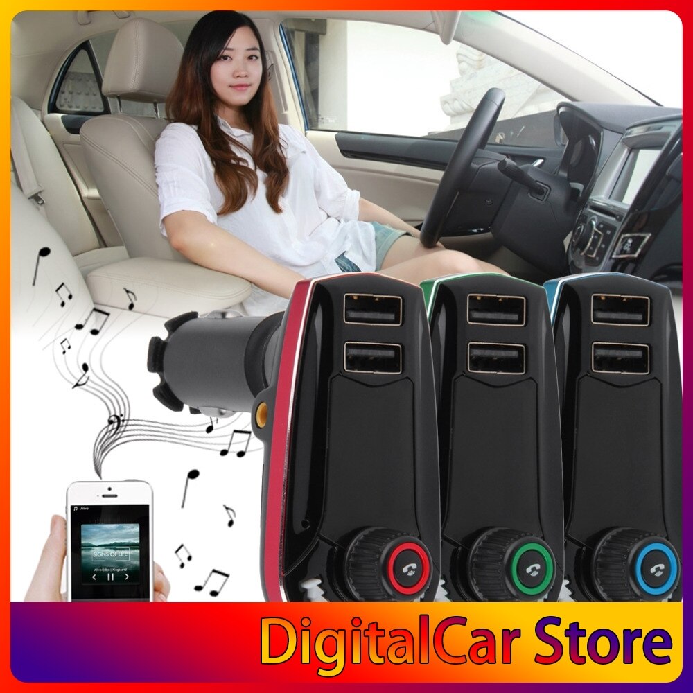 Portable FM Transmitter Bluetooth FM Modulators Car Audio MP3 Player USB Output Wireless Car Kit Charger Blue