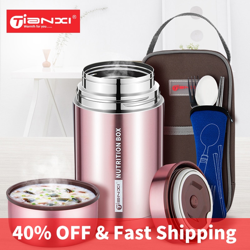 TIANXI Food Jar Thermos Stainless Steel Large Lunch Box Picnic Bento Box Portable Lunch Box Office Lunch Box