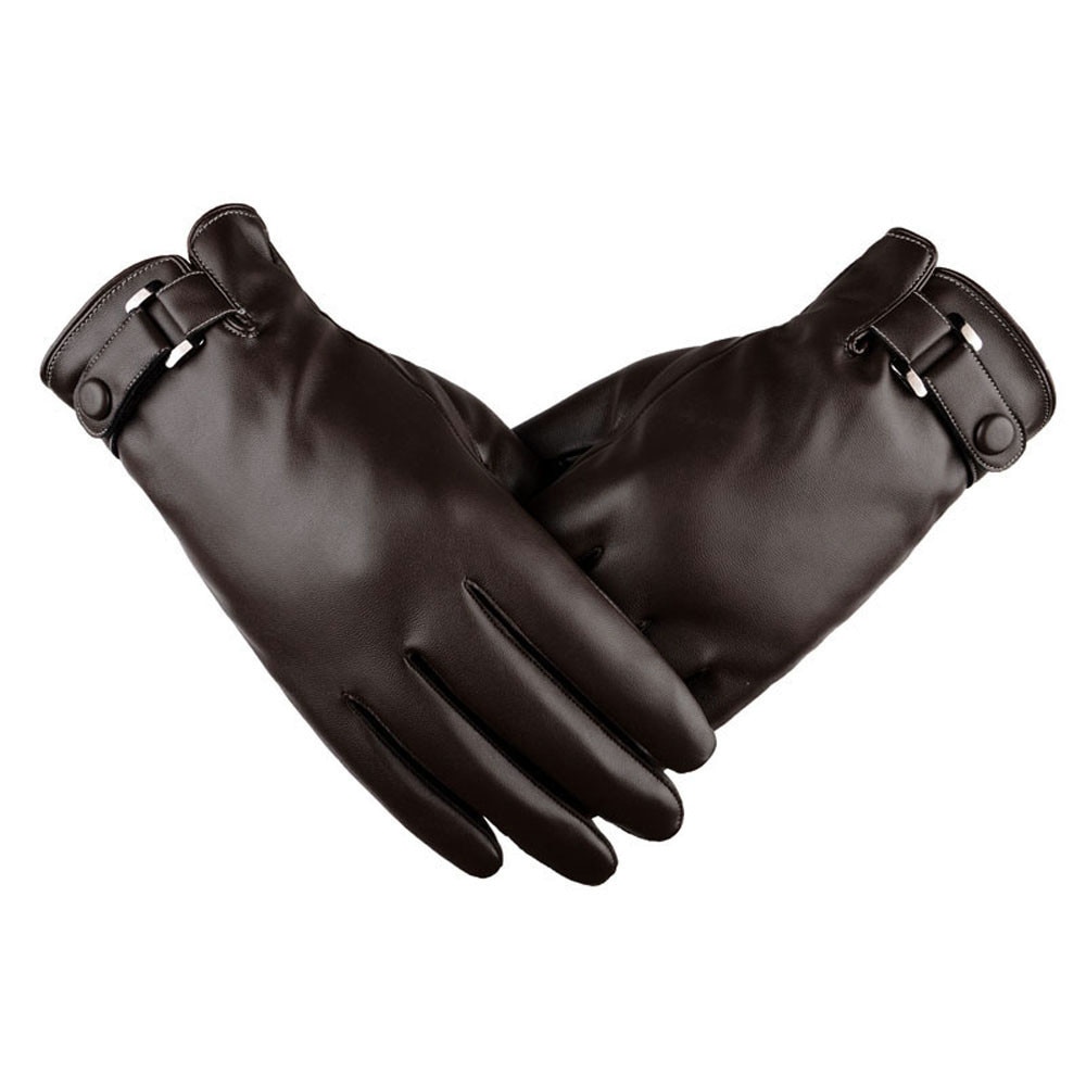 Men Thermal Winter Sports Leather Gloves Men Thermal Winter Sports Leather Gloves Men Thermal Winter Sports Leather Gloves: Brown