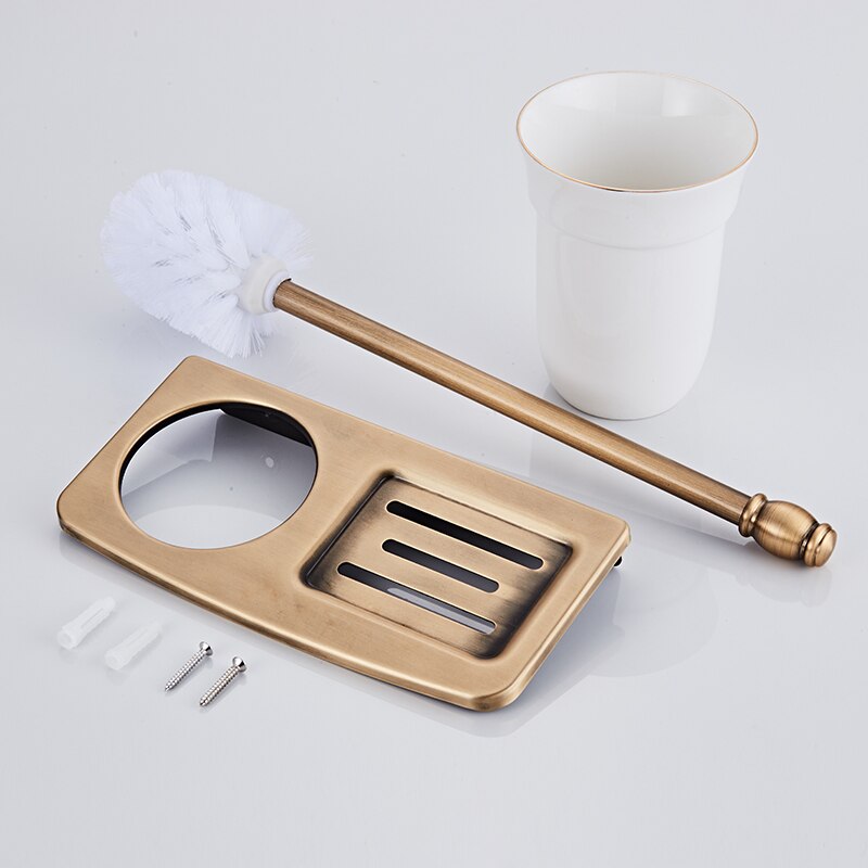 Antiek/Zwart/Witte Wc Borstel Houders Met Badkamer Planken Toiletpot Borstel Schoon Badkamer Accessoires
