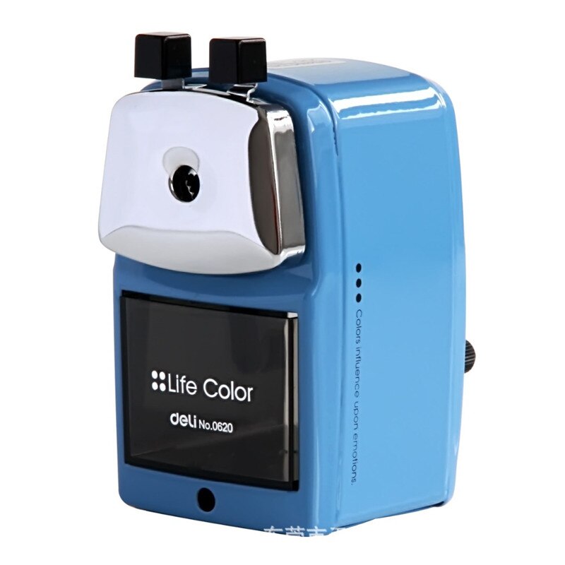 Afiladores de lápiz mecánicos de manivela de mano, herramienta de sacapuntas de estudiante con carcasa de Metal, máquina de lápiz mecánico de mano, novedad: Azul
