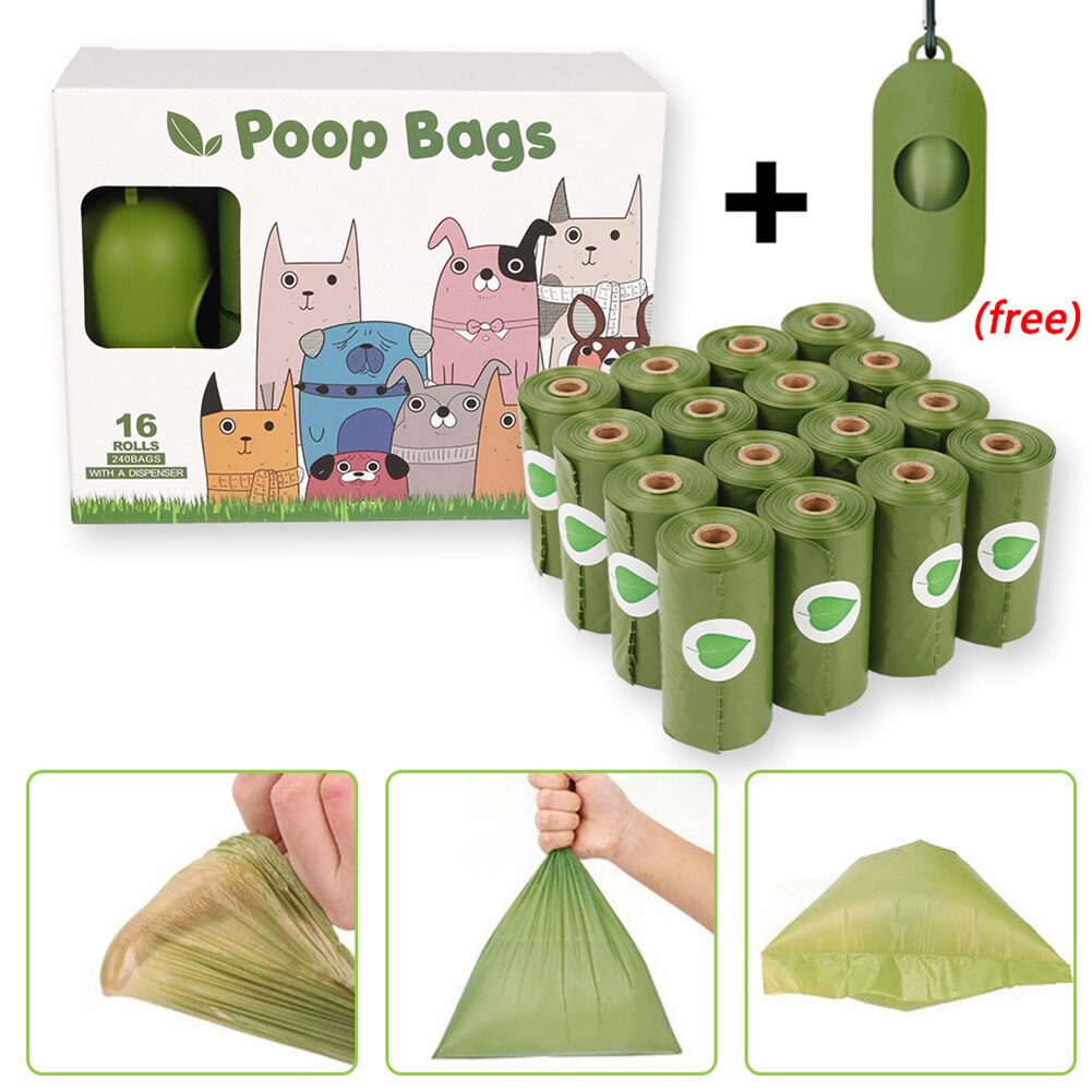 8-24 rolls Disposable Pet Poop Bag Environmentally EPI Biodegradable Pet Garbage Bag Pet Pooper Scoopers Bags Dog Supplies