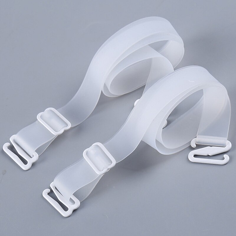 Vrouwen 1cm brede snoepkleurige siliconen bh-bandjes, onzichtbare bh-verlengband, verstelbare bh-haakverlengers, accessoires: Wit