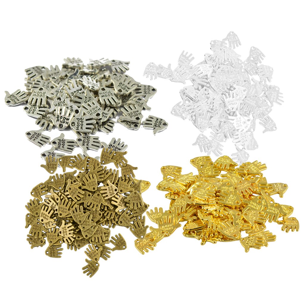 200 Stuks Hand Gemaakt Label Hand Palm Vinger Vormige Charms Hanger Bevindingen