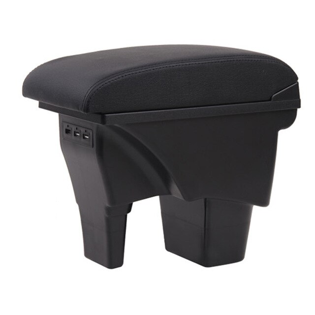 Car secretary For Suzuki VITARA Handrail Storage Box Car Interior Handrail Double Rechargeable USB Black Leather Arm Rest: Black  black line