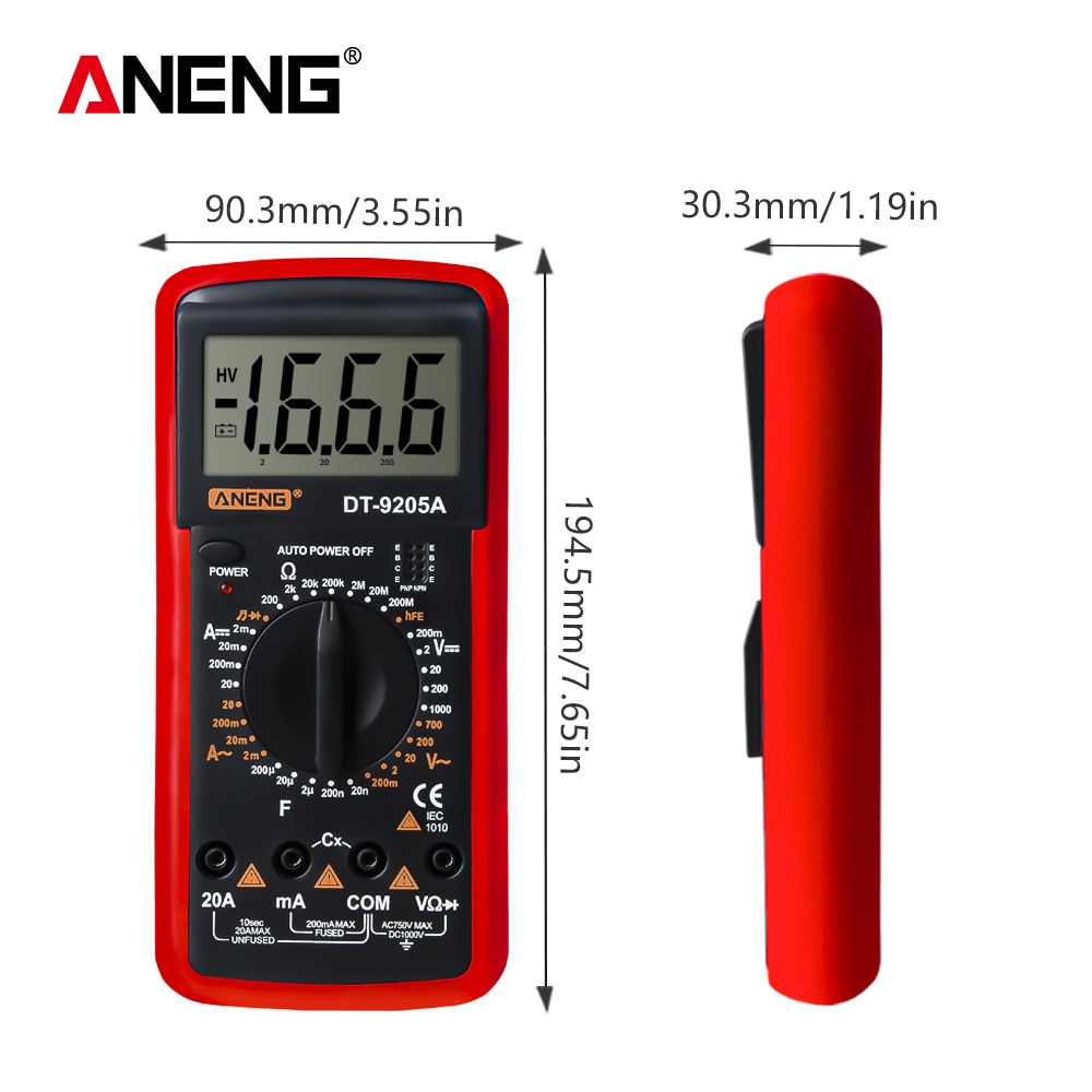 Mini Handheld LCD Digital Multimeter DC/AC Voltage Current Meter Gauge Resistance Tester Voltmeter Ammeter Ohmmeter DT9205A