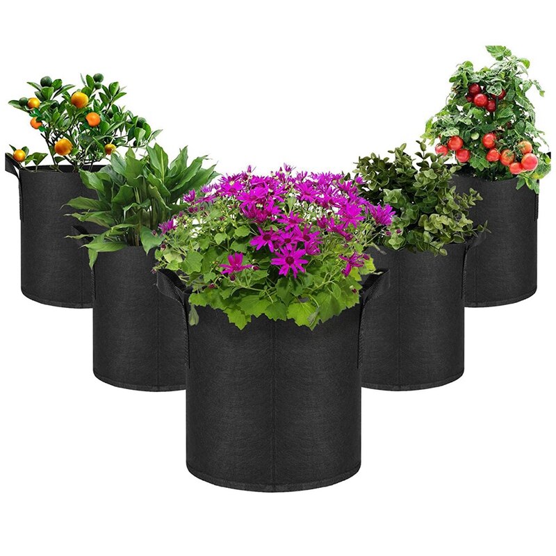 5Pack Non-Woven Fabric Grow Bags for Tomatoes Seed Breathable Plant Pots Potato Growing with Lengthen Handle