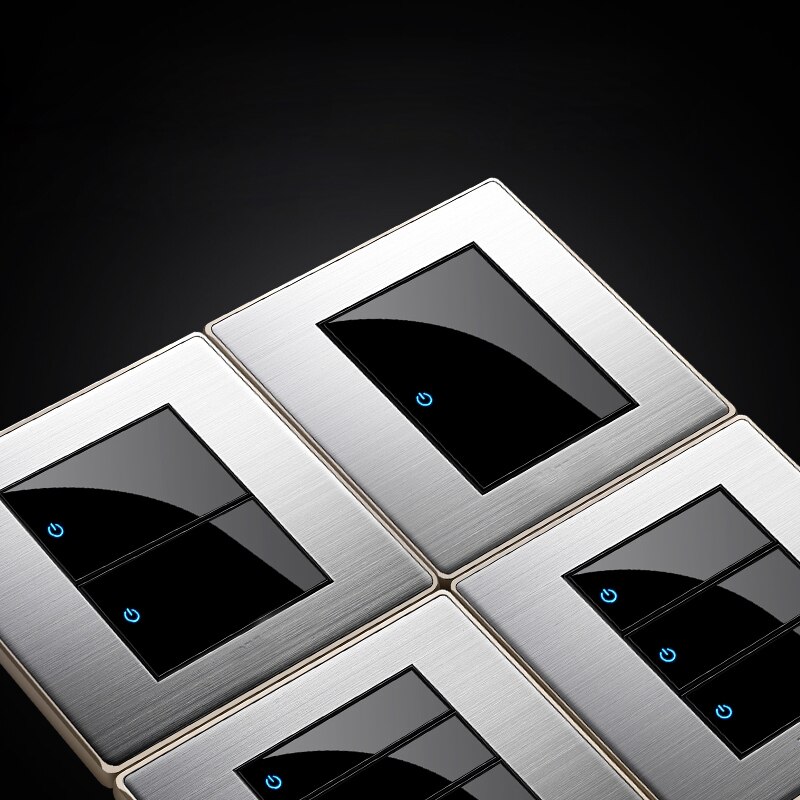 86 typ LED gelegentliche punkt schalter spiegel acryl haushalt edelstahl gebürstet Tafel 1/2/3/4 Gang 1 Weg 2 Weg schalter