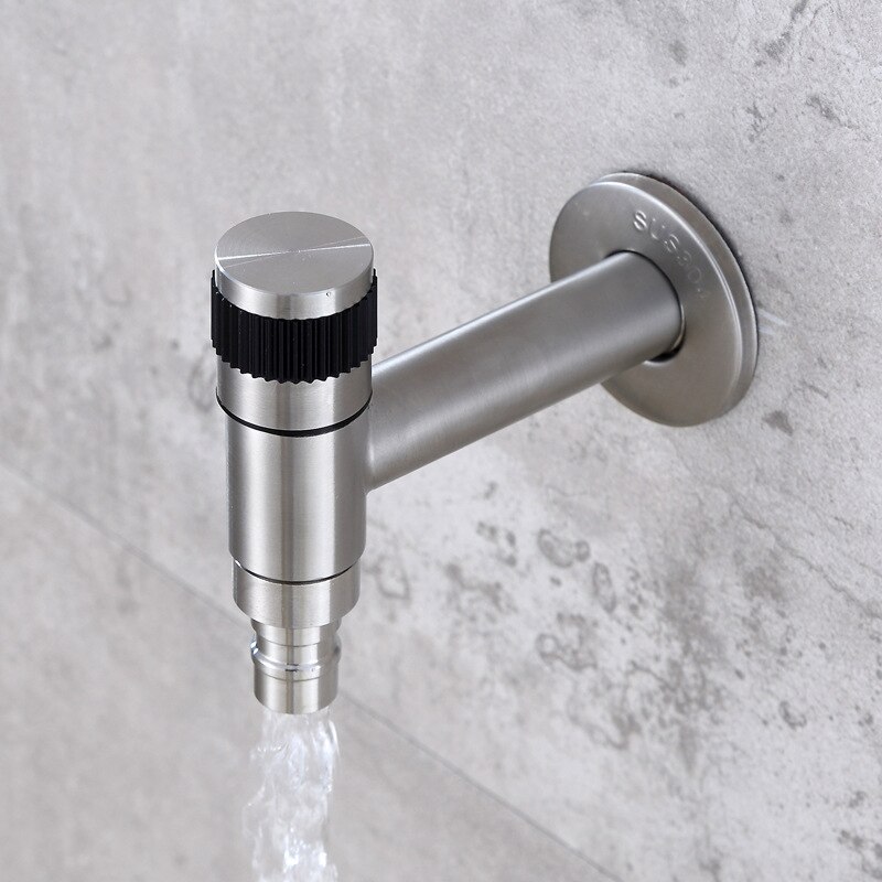 Wall Mounted Washing Machine Tap Faucet Stainless Steel Quick Open Single Cold Water Tap Outdoor Garden Bibcock Mop Pool Tap