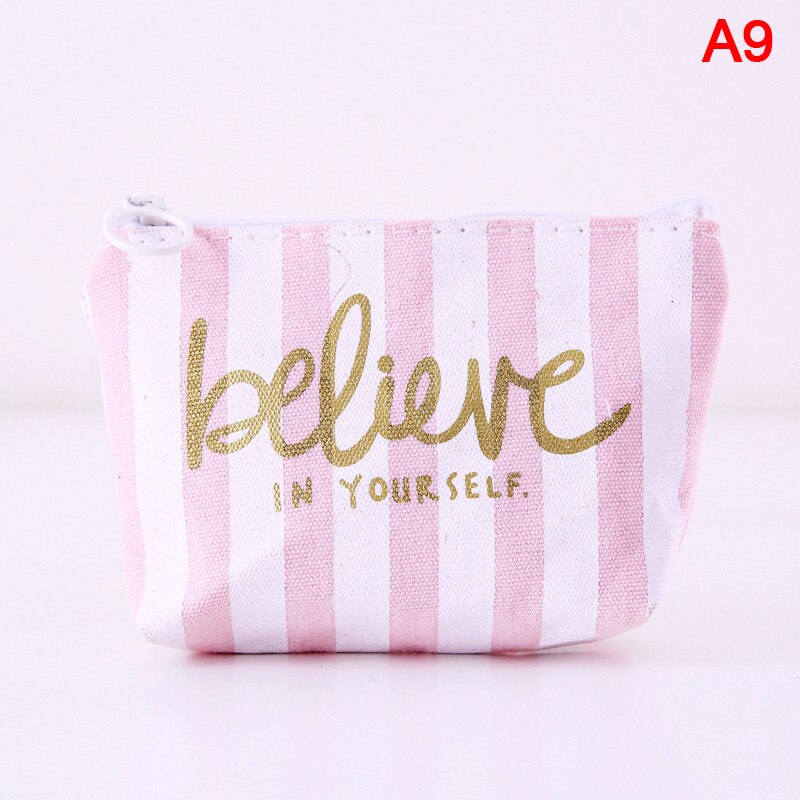 Cute Pink Canvas Coin Purse Coin Change Storage Bag Coin Bag: A9