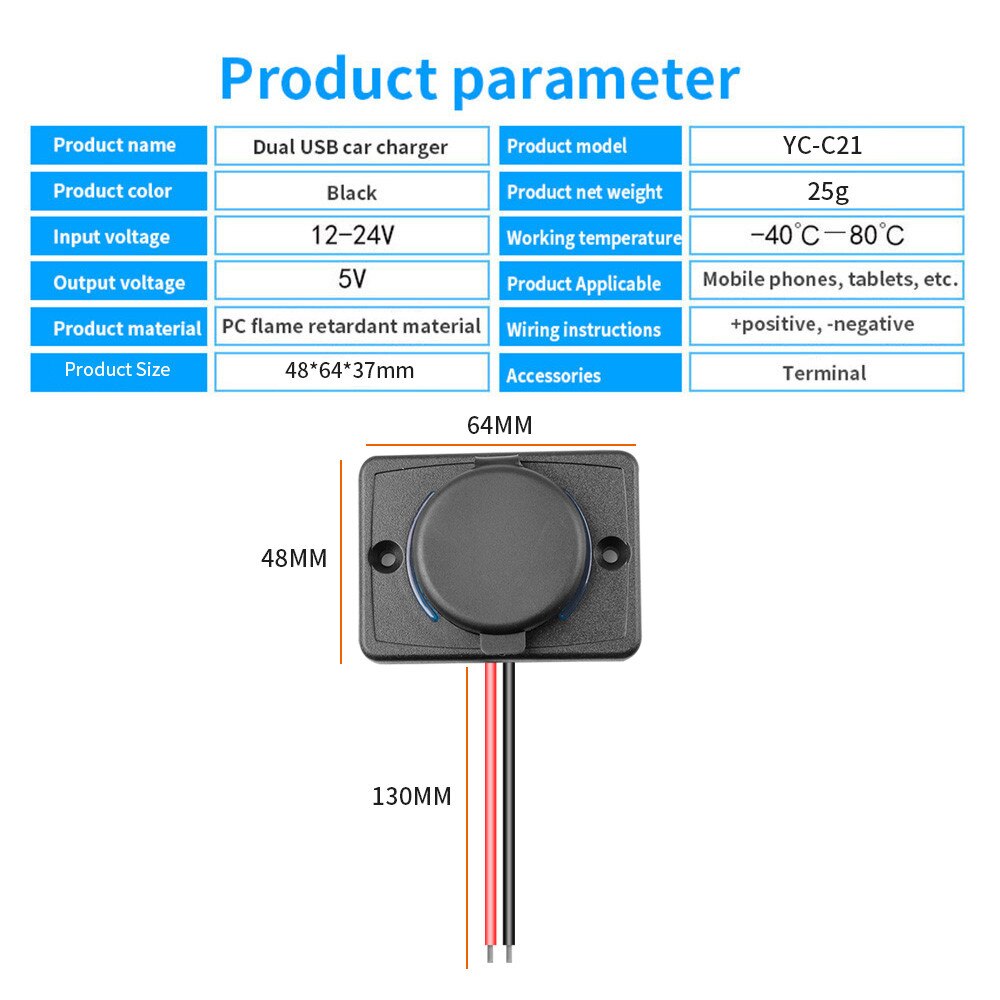 12-24V 4.2A Dual USB Charger Power Socket Adapter Charging Panel Mount for Motorbike Car Boat ATV UTV Camper Caravans