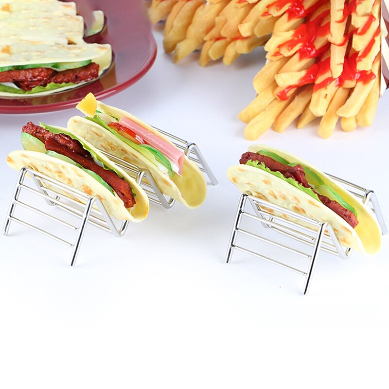 Stativ for meksikansk mat holder harde, myke skall wave food show kjøkkenverktøy restaurant tacoholder i rustfritt stål