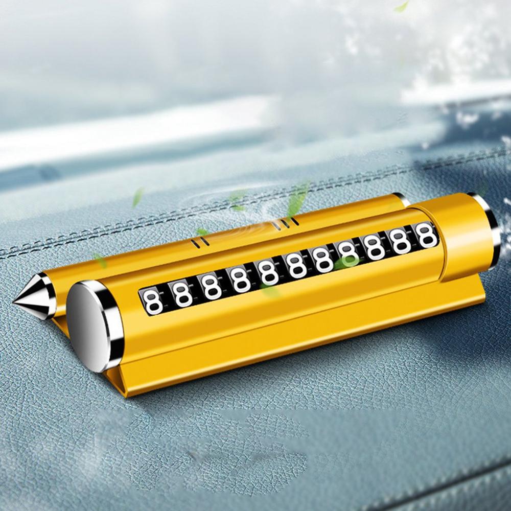 Vehicle Temporary Parking Sign Multifunctional Aroma Bracket Metal Parking Sign Temporary Parking Number Sign Safety Hammer: Gold